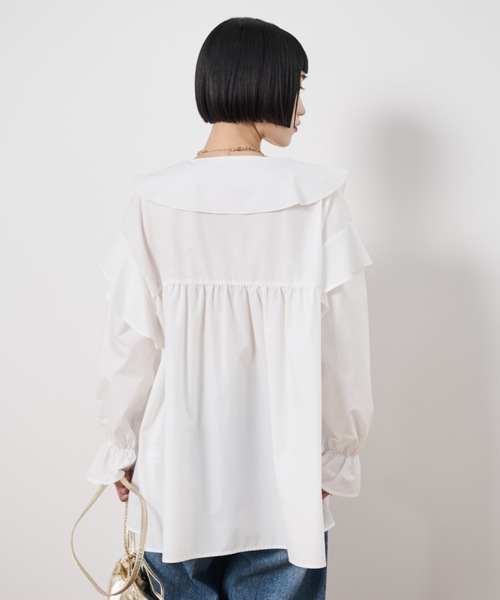 Shelly island(シェリーアイランド)の「ビックカラーフリルブラウス(シャツ/ブラウス・レディース・ホワイト/ブラック・FREE)」の7枚目の写真