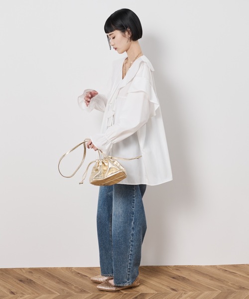 Shelly island(シェリーアイランド)の「ビックカラーフリルブラウス(シャツ/ブラウス・レディース・ホワイト/ブラック・FREE)」の10枚目の写真