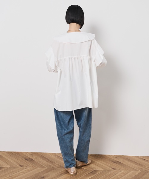 Shelly island(シェリーアイランド)の「ビックカラーフリルブラウス(シャツ/ブラウス・レディース・ホワイト/ブラック・FREE)」の11枚目の写真