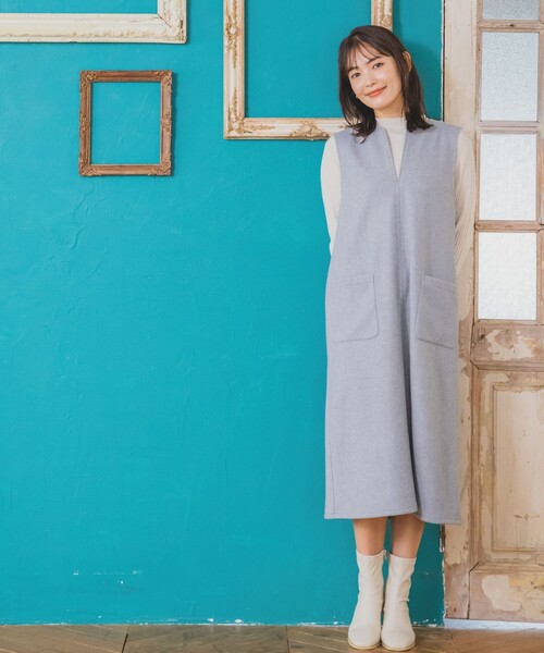 ITS'DEMO（イッツデモ）の「◆【手洗い可】カットメルトンジャンスカ（スカート・レディース・グレー/アイボリー/ブラウン系/ネイビー・00）」の5枚目の写真