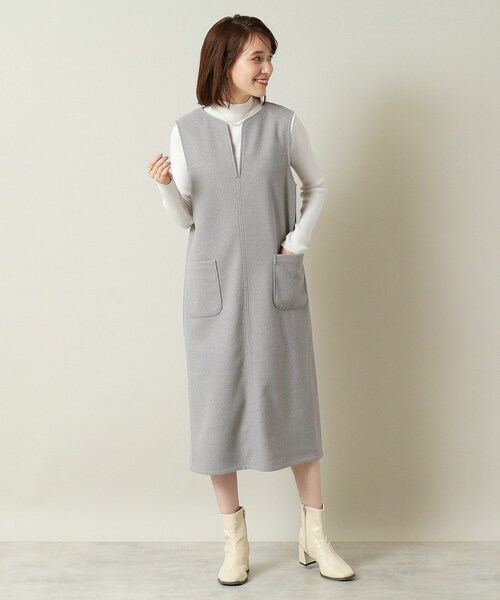 ITS'DEMO（イッツデモ）の「◆【手洗い可】カットメルトンジャンスカ（スカート・レディース・グレー/アイボリー/ブラウン系/ネイビー・00）」の12枚目の写真