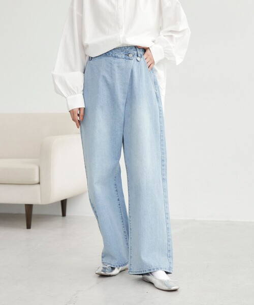 【脱ベーシック】デニムラップバギーパンツ（デニムパンツ）｜coen（コーエン） 6,589円