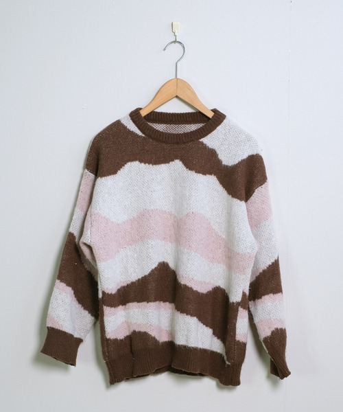 shopnikoniko(ショップニコニコ)の「マーブル ジャガードニット トップス ニュアンス クルーネック(ニット/セーター・レディース・ブラウン・フリー)」の11枚目の写真