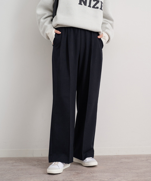 JOURNAL STANDARD relume（ジャーナルスタンダード　レリューム）の「《追加2》ウールライクタックギャザーパンツ（スラックス・レディース・グレー/ブラック・38/36）」の2枚目の写真