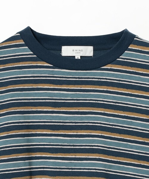 B:MING by BEAMS（ビーミングバイビームス）の「プリント ボーダー クルーネック カットソー（Tシャツ/カットソー・メンズ・ベージュ/ネイビー・XL/L/M/S）」の15枚目の写真