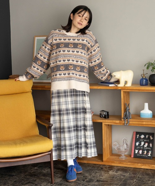 niko and...（ニコアンド）の「アニマルジャガードニットプルオーバー（ニット/セーター・レディース・ブルー/グリーン/アイボリー・MEDIUM/LARGE）」の20枚目の写真