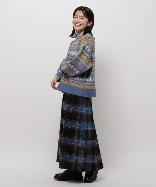 niko and...（ニコアンド）の「アニマルジャガードニットプルオーバー（ニット/セーター・レディース・ブルー/グリーン/アイボリー・MEDIUM/LARGE）」の4枚目の写真