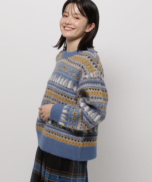 niko and...（ニコアンド）の「アニマルジャガードニットプルオーバー（ニット/セーター・レディース・ブルー/グリーン/アイボリー・MEDIUM/LARGE）」の6枚目の写真