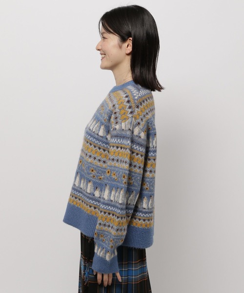 niko and...（ニコアンド）の「アニマルジャガードニットプルオーバー（ニット/セーター・レディース・ブルー/グリーン/アイボリー・MEDIUM/LARGE）」の8枚目の写真