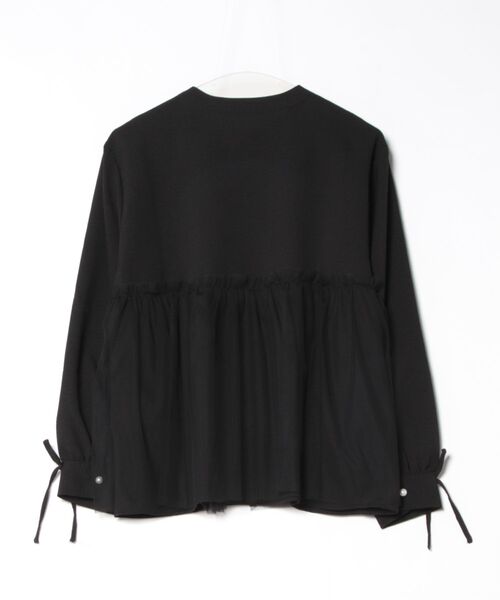 INTERPLANET（インタープラネット）の「バンドカラーパール釦袖口リボンチュール重ねブラウス（シャツ/ブラウス・レディース・オフホワイト/ブラック/サックスブルー・FREE）」の22枚目の写真