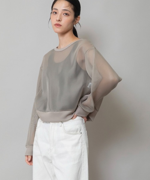 Munich(ミューニック)の「ダブルフェイスメッシュプルオーバー(Tシャツ/カットソー・レディース・ホワイト/ブラック/ベージュ・FREE)」の22枚目の写真