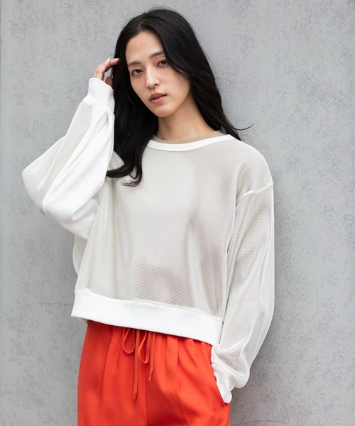 Munich(ミューニック)の「ダブルフェイスメッシュプルオーバー(Tシャツ/カットソー・レディース・ホワイト/ブラック/ベージュ・FREE)」の14枚目の写真