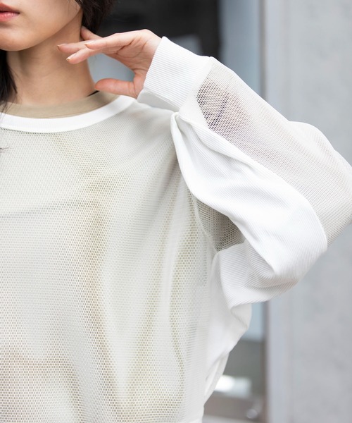 Munich(ミューニック)の「ダブルフェイスメッシュプルオーバー(Tシャツ/カットソー・レディース・ホワイト/ブラック/ベージュ・FREE)」の16枚目の写真