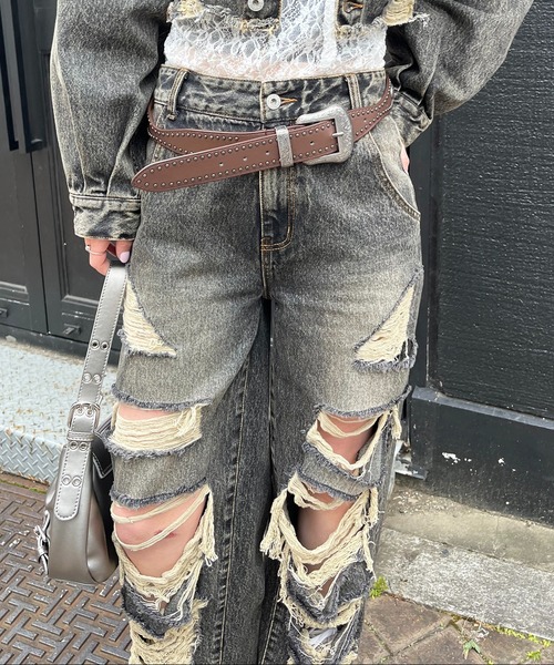 SPIRALGIRL（スパイラルガール）の「ヴィンテージ風ベルト（ベルト・レディース・ブラウン/ブラック・FREE）」の9枚目の写真