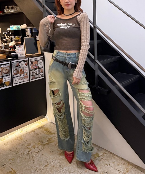 SPIRALGIRL（スパイラルガール）の「ヴィンテージ風ベルト（ベルト・レディース・ブラウン/ブラック・FREE）」の3枚目の写真