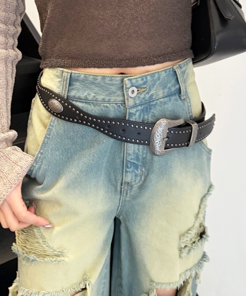 SPIRALGIRL（スパイラルガール）の「ヴィンテージ風ベルト（ベルト・レディース・ブラウン/ブラック・FREE）」の5枚目の写真