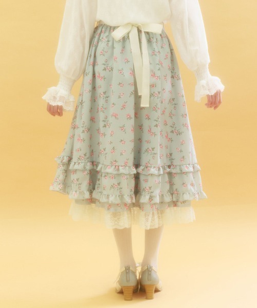 ミニチュアローズ柄スカート（スカート）｜axes femme（アクシーズ 