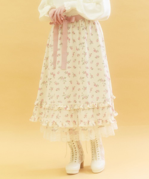 ミニチュアローズ柄スカート（スカート）｜axes femme（アクシーズ