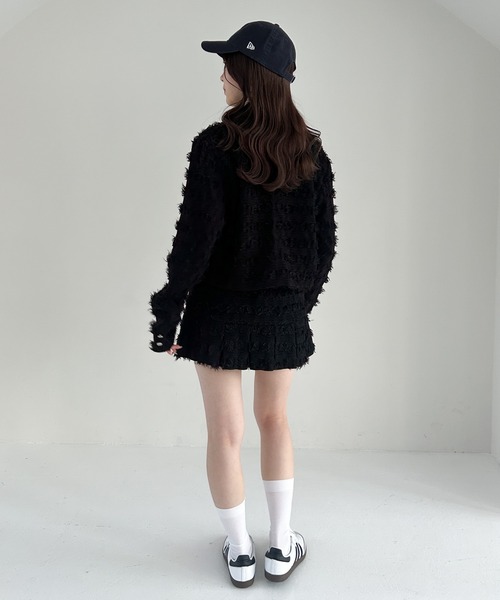 Heather（ヘザー）の「フリンジジャガードミニスカート 319487