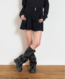 美脚見えタックフレアデニムキュロット