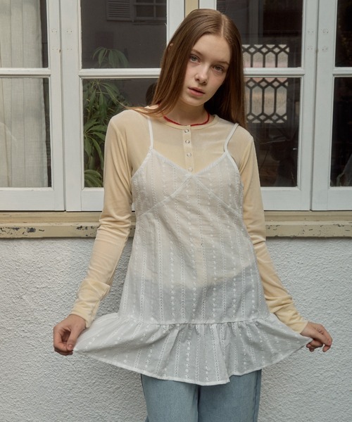 Birthday room（バースデイルーム）の「コットンレースミニキャミワンピース / cotton lace mini camisole one－piece（チュニック・レディース・ホワイト・FREE）」の3枚目の写真