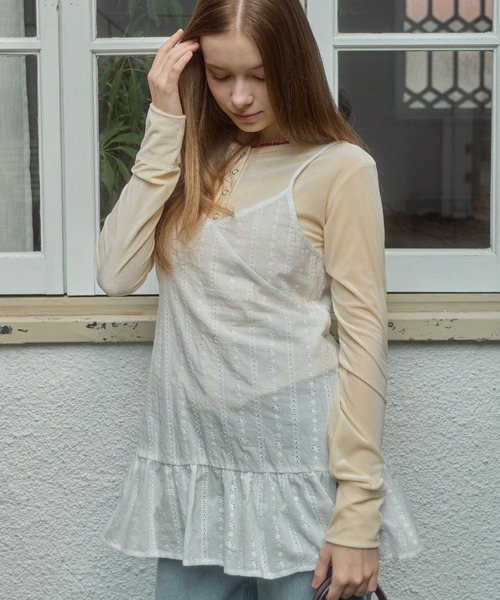 Birthday room（バースデイルーム）の「コットンレースミニキャミワンピース / cotton lace mini camisole one－piece（チュニック・レディース・ホワイト・FREE）」の15枚目の写真