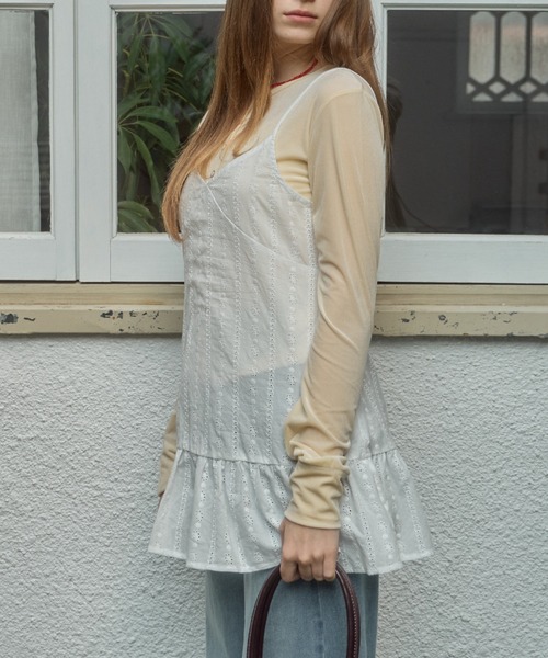 Birthday room（バースデイルーム）の「コットンレースミニキャミワンピース / cotton lace mini camisole one－piece（チュニック・レディース・ホワイト・FREE）」の9枚目の写真