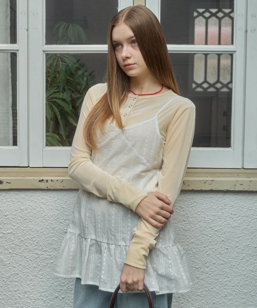 Birthday room（バースデイルーム）の「コットンレースミニキャミワンピース / cotton lace mini camisole one－piece（チュニック・レディース・ホワイト・FREE）」の17枚目の写真