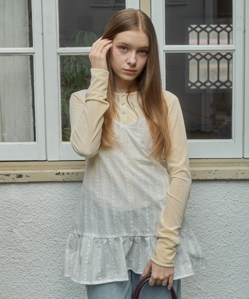 Birthday room（バースデイルーム）の「コットンレースミニキャミワンピース / cotton lace mini camisole one－piece（チュニック・レディース・ホワイト・FREE）」の8枚目の写真