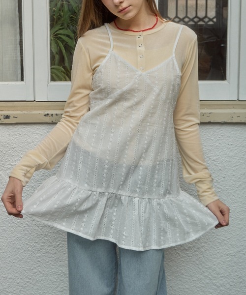 Birthday room（バースデイルーム）の「コットンレースミニキャミワンピース / cotton lace mini camisole one－piece（チュニック・レディース・ホワイト・FREE）」の21枚目の写真