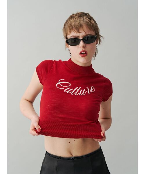 jouetie（ジュエティ）の「ロゴジャガードコンパクトニット サマーニット（ニット/セーター・レディース・オフホワイト/レッド/ブラック・MEDIUM）」の22枚目の写真