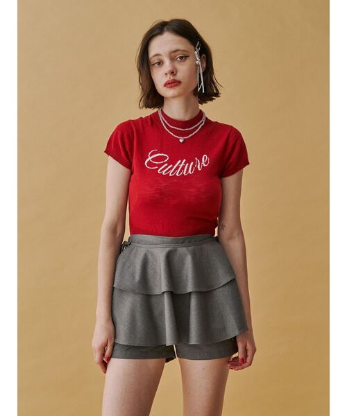 jouetie（ジュエティ）の「ロゴジャガードコンパクトニット サマーニット（ニット/セーター・レディース・オフホワイト/レッド/ブラック・MEDIUM）」の13枚目の写真