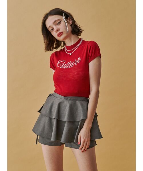 jouetie（ジュエティ）の「ロゴジャガードコンパクトニット サマーニット（ニット/セーター・レディース・オフホワイト/レッド/ブラック・MEDIUM）」の14枚目の写真