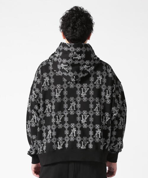 ROYAL FLASH（ロイヤルフラッシュ）の「A.F ARTEFACT/エーエフ・アーティファクト/MONOGRAM PATTERN SWEAT HOODIE（パーカー・メンズ・ブラック・2/3）」の3枚目の写真