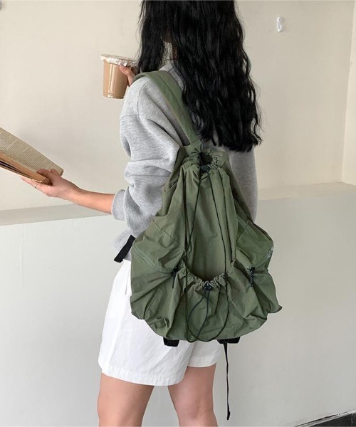 Miniministore(ミニミニストア)の「リュックサック ナイロン ドローコード(バックパック/リュック・レディース・カーキ/ブラック/ブルー/ピンク・FREE)」の1枚目の写真