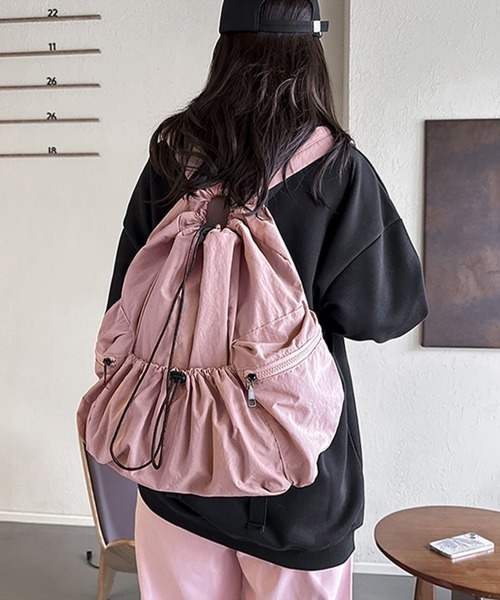 Miniministore(ミニミニストア)の「リュックサック ナイロン ドローコード(バックパック/リュック・レディース・カーキ/ブラック/ブルー/ピンク・FREE)」の2枚目の写真