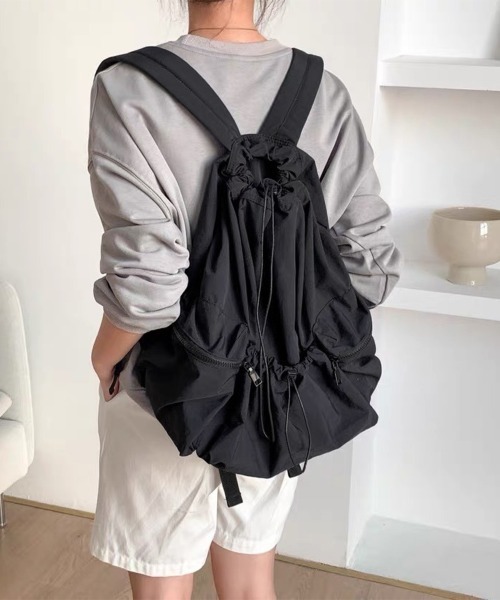 Miniministore(ミニミニストア)の「リュックサック ナイロン ドローコード(バックパック/リュック・レディース・カーキ/ブラック/ブルー/ピンク・FREE)」の3枚目の写真