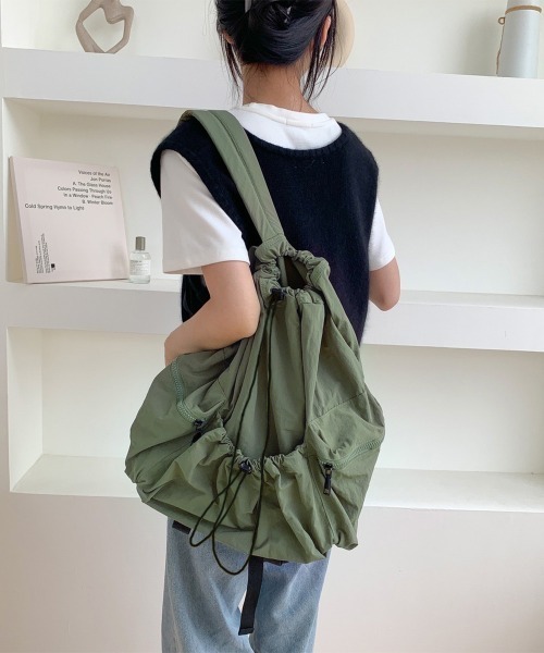 Miniministore(ミニミニストア)の「リュックサック ナイロン ドローコード(バックパック/リュック・レディース・カーキ/ブラック/ブルー/ピンク・FREE)」の5枚目の写真