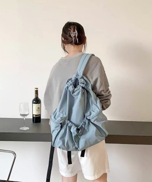Miniministore(ミニミニストア)の「リュックサック ナイロン ドローコード(バックパック/リュック・レディース・カーキ/ブラック/ブルー/ピンク・FREE)」の9枚目の写真