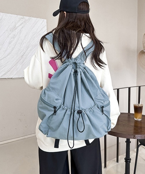 Miniministore(ミニミニストア)の「リュックサック ナイロン ドローコード(バックパック/リュック・レディース・カーキ/ブラック/ブルー/ピンク・FREE)」の10枚目の写真