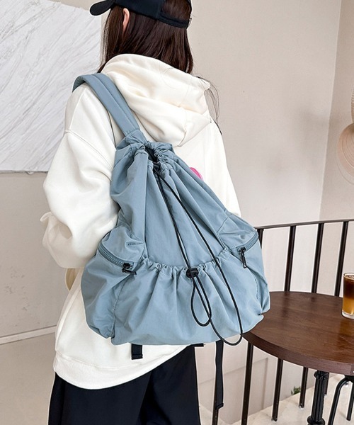 Miniministore(ミニミニストア)の「リュックサック ナイロン ドローコード(バックパック/リュック・レディース・カーキ/ブラック/ブルー/ピンク・FREE)」の12枚目の写真