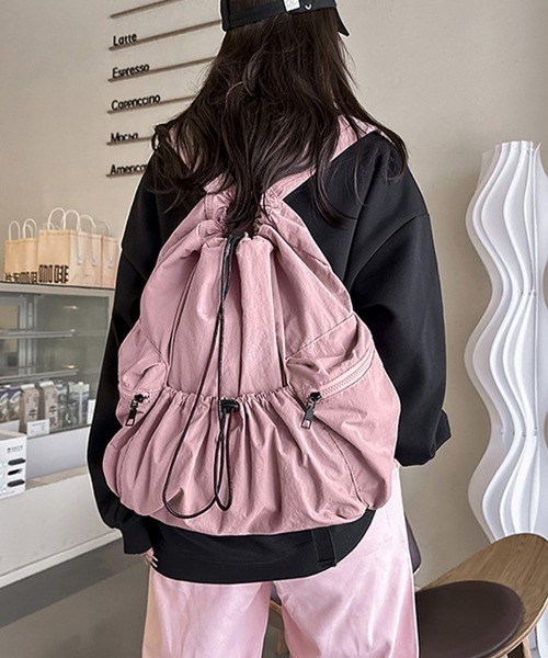 Miniministore(ミニミニストア)の「リュックサック ナイロン ドローコード(バックパック/リュック・レディース・カーキ/ブラック/ブルー/ピンク・FREE)」の15枚目の写真