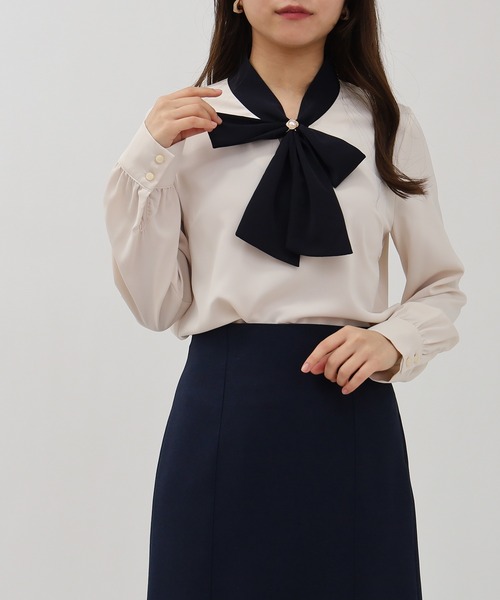 ASTORIA ODIER（アストリアオディール）の「マルチリボンタイブラウス（シャツ/ブラウス・レディース・ベージュ/スモークピンク/グレイッシュブルー/ホワイト・MEDIUM）」の2枚目の写真