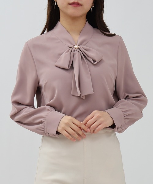 ASTORIA ODIER（アストリアオディール）の「マルチリボンタイブラウス（シャツ/ブラウス・レディース・ベージュ/スモークピンク/グレイッシュブルー/ホワイト・MEDIUM）」の18枚目の写真