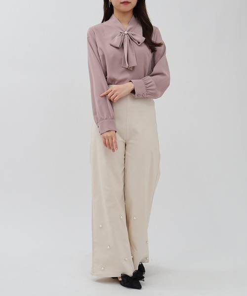 ASTORIA ODIER（アストリアオディール）の「マルチリボンタイブラウス（シャツ/ブラウス・レディース・ベージュ/スモークピンク/グレイッシュブルー/ホワイト・MEDIUM）」の15枚目の写真