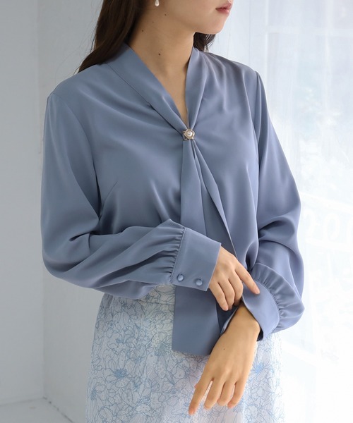 ASTORIA ODIER（アストリアオディール）の「マルチリボンタイブラウス（シャツ/ブラウス・レディース・ベージュ/スモークピンク/グレイッシュブルー/ホワイト・MEDIUM）」の21枚目の写真