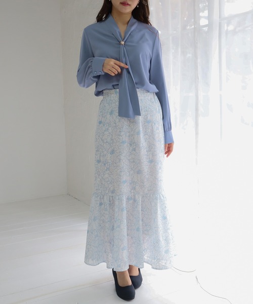 ASTORIA ODIER（アストリアオディール）の「マルチリボンタイブラウス（シャツ/ブラウス・レディース・ベージュ/スモークピンク/グレイッシュブルー/ホワイト・MEDIUM）」の19枚目の写真