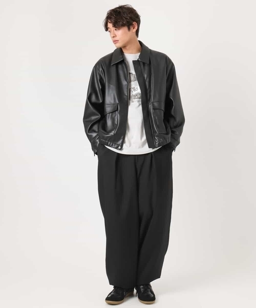 a.v.v(アーヴェヴェ)の「【洗濯機で洗える】フェイクレザーブルゾン(ブルゾン・メンズ・ブラック・46/48)」の3枚目の写真