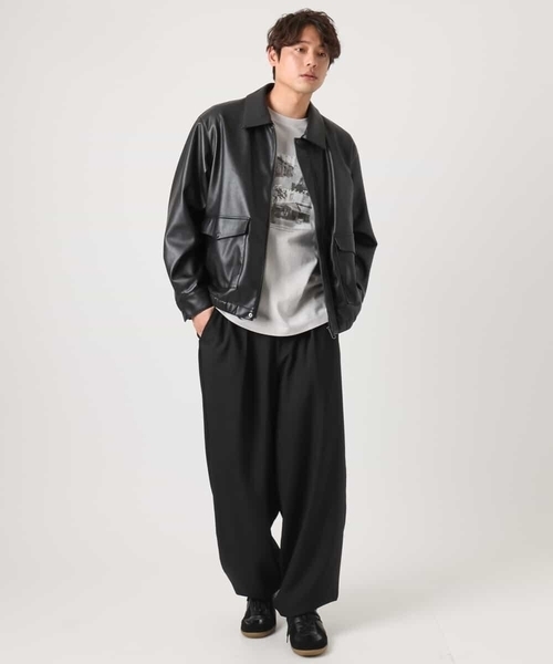 a.v.v(アーヴェヴェ)の「【洗濯機で洗える】フェイクレザーブルゾン(ブルゾン・メンズ・ブラック・46/48)」の4枚目の写真