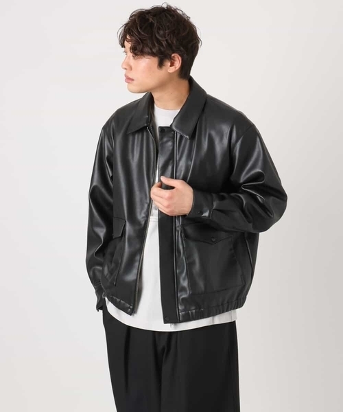 a.v.v(アーヴェヴェ)の「【洗濯機で洗える】フェイクレザーブルゾン(ブルゾン・メンズ・ブラック・46/48)」の5枚目の写真